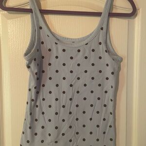 Aerie Polka Dot Ribbed Tank Top - Light Blue